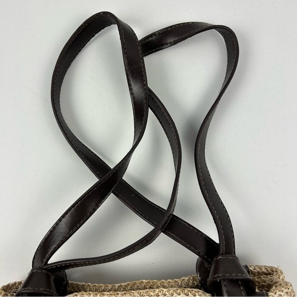 Amanda smith Woven Straw Shoulder Bag Beige with Brown Leather Straps - Picture 4 of 12